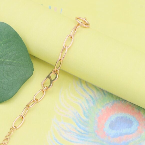 "Rose Gold Chain Bracelet with 'B' Initial Charm for Women, XPBL1129 - Picture 4 of 12